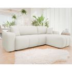 Nicole - canapé d'angle réversible 4 places convertible avec coffre en tissu - Beige