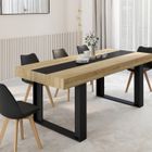 IDMARKET Table à manger rectangle PHOENIX 8 personnes bois et noir bande centrale noire 200 cm