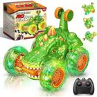 NAPASA Dinosaure Voiture Télécommandée Enfant, Voiture Téléguidé Enfant avec LED, 2,4 GHz, Vert