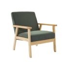 SWEEEK Fauteuil vintage / scandinave structure en bois et contreplaqué et assise en velours côtelé vert kaki