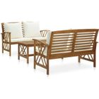 vidaXL Salon de jardin 3 pcs avec coussins Bois d'acacia solide
