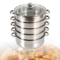26 cm Diamètre Pot à vapeur en acier inoxydable à 5 couches grand Cuiseur vapeur cuisine domestique / commerciale CUIT VAPEUR