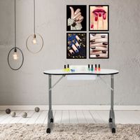 ALIGHTUP Table de manucure, avec roulettes et tiroir, pliable, portable, 91 x 40 x 70cm  - Blanc