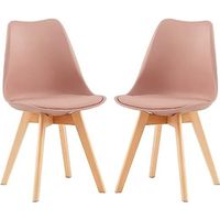 Ensemble de 2 chaises design Scandinave moderne pour salle à manger - Couleur Pâte de Haricot