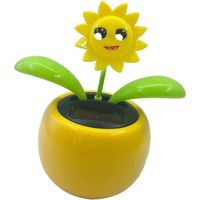 Fleur dansante à énergie solaire pour tableau de bord de voiture -  Tournesol  - 10,5 x 6,5 x 11,3 cm - Durable et utile
