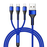 Câble de Charge 3 en 1, USB-C Micro-USB pour Xiaomi Redmi Note 12 4G-5G, Redmi 12C, Xiaomi 12 13T 13 Pro - Bleu