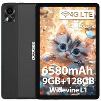 Tablette tactile DOOGEE T10E PC 10,1 pouce FHD 6580mAh batterie 9Go+128Go, 8MP Caméra, Double SIM, 4G GPS OTG, Android 13 - Noir