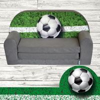Canapé lit enfant - FORTISLINE - Football - Gris - Microfibre - Convertible