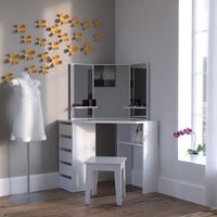 Vicco coiffeuse Elise, Blanc/Gris, 115 cm avec miroir | blanc/gris Vicco coiffeuse Elise, Blanc/Gris, 115 cm avec miroir | blanc/gris