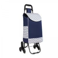 Kono Chariot De Courses Pliable 2 En 1 Léger Et Étanché Avec Sac Isotherme - Chariot Escalier Amovible Bleu Marine Jusqu'à 40kg