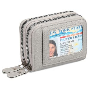 Porte-Cartes De Crédit Femme Avec Fermeture Éclair Et Protection RFID - Étui Cuir Compact 11 Emplacements