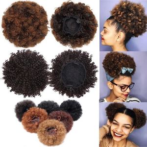 PERRUQUE - POSTICHE Postiches - Afro Kinky Bouclés Clip Cheveux Queue 