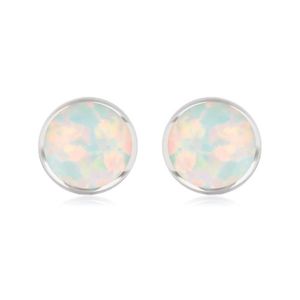 Cercle Boucles d'oreille Blue Lab Opal Véritable Argent Sterling 925 hauteur 10 mm 