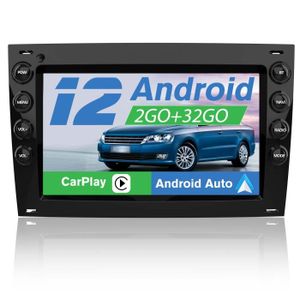 AUTORADIO Junsun Autoradio Android 12 2Go+32Go pour Megane 2, Carplay Android Auto Bluetooth WiFi RDS