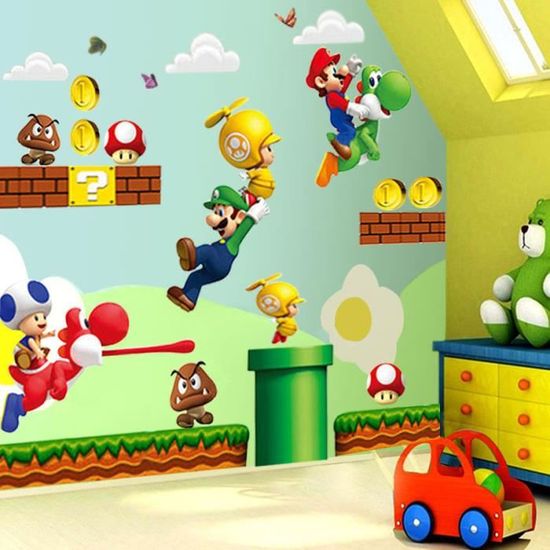 Stickers Muraux En Vinyle Amovibles Super Mario Bros Pvc Decor Achat Vente Stickers Cdiscount