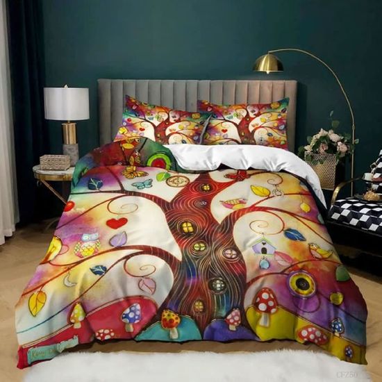 Housse de Couette Couleur Arbre de Vie 3D imprimé 140X200CM[321