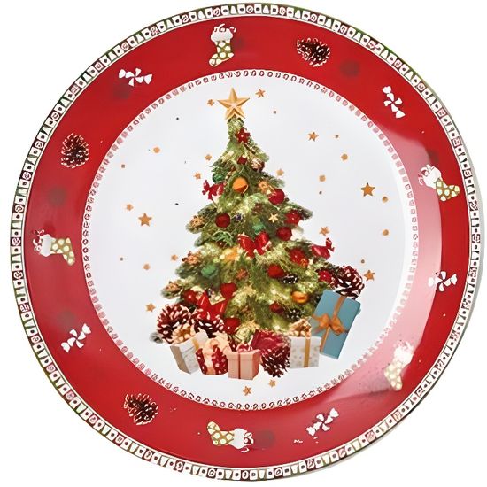 Plateau Aperitif Noel Assiettes Sapin De Noël - Lot De 2 - Céramique - Plateau Apéritif Fêtes Assiettes Bonbons Noël