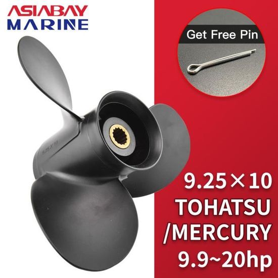 Hélice Hors-bord 3 Pales Pour Moteur Mercury Tohatsu 8-9.9 HP - Alliage Aluminium, 12 Cannelures - 8