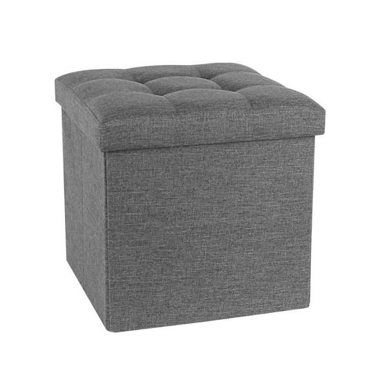 BOLLI Pouf Avec Espace De Rangement 76x38x38 Cm, Canapé Pouf Avec Espace De Rangement 76x38x38 Cm Canape Pouf Avec Coffre De Rangement Repose Pieds En Forme De Cube Avec Couvercle Rembo Gris