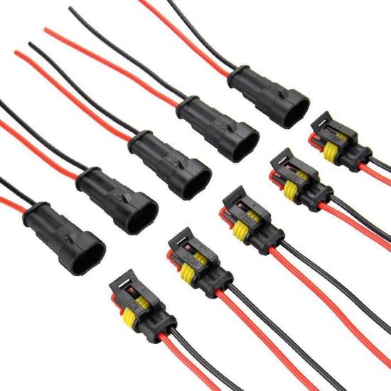 Connecteurs Électriques Étanches E Support - 6 Broches Avec Fils AWG - Kit De 5 Pour Auto/Moto