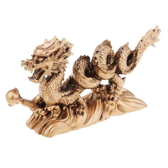 Sculpture Dragon Résine Pour Jardin - 30x30x22 Cm, Décoration Extérieure, Fontaine Compatible - 11