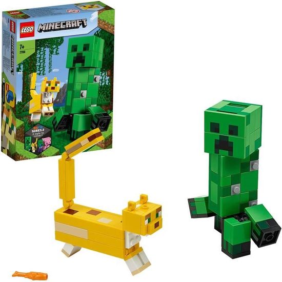 LEGO Minecraft Bigfigurine Creeper et ocelot Ensemble de construction, Jouets pour enfants de 7 ans et plus, 164 pieces, 2115