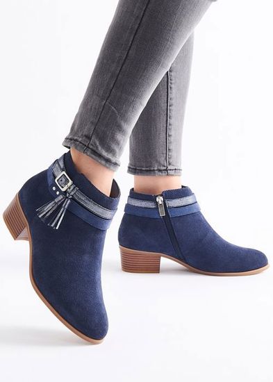 Bottillon Femme Damart Boots brides fantaisie Cuir Marine Talon 5cm Marine Cdiscount Chaussures