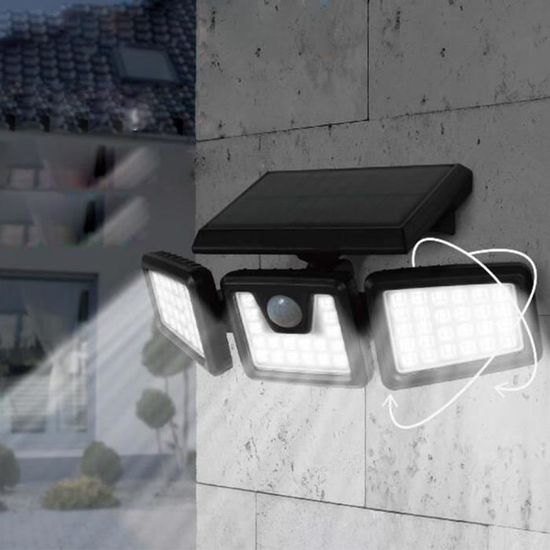 2 Pack Lumières Solaires Extérieures Avec Détecteur De Mouvement - Lanterne Murale IP65, 3 Modes, Éclairage Jardin Et Sécurité (Noir)