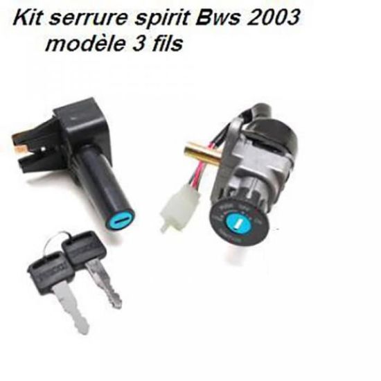Kit Serrure Complète MBK Booster Spirit 2003 - Neiman + Serrure Selle - 3 Fils - Avec 2 Clés