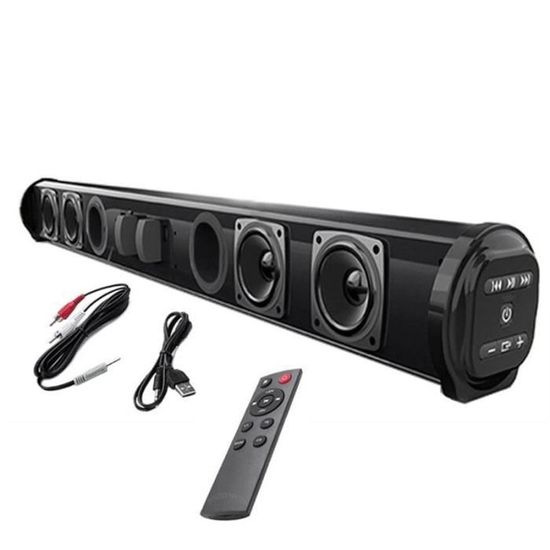 Dilwe Barre De Son Bluetooth Mini - Soundbar Stéréo HD Surround 20W - Télécommande Incluse - Compatible TV, AUX, TF Card - Idéal Home Cinéma Compact