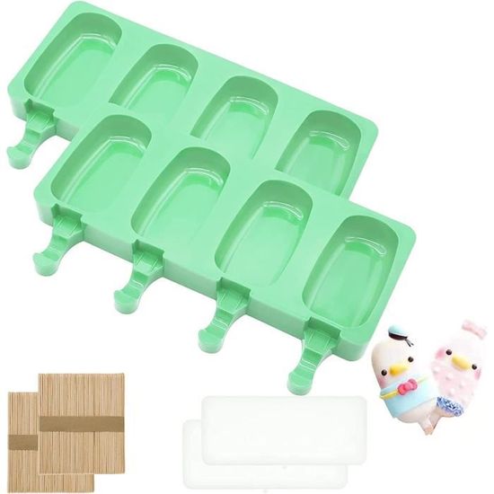2 Moules à Glace Silicone Réutilisables Avec Bâtonnets - Pour Popsicles Maison Faciles ! - 2