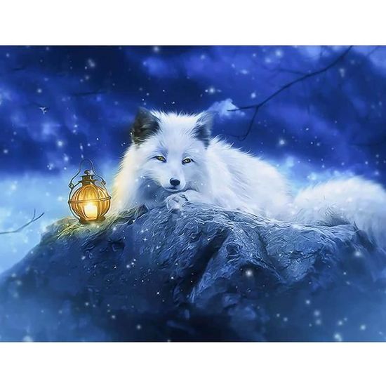 Hoobee 5D Diamond Painting Complet Perceuse Renard, DIY Diamond Painting Kits Animal Broderie Au Point De Croix Mosaïque Strass Décoration De La