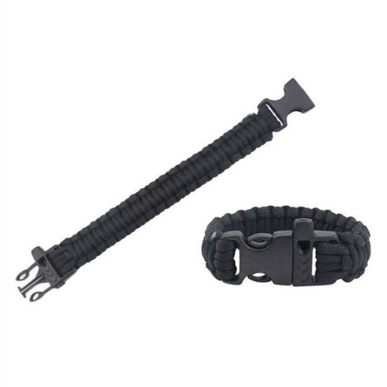 Kit 2 Bracelets De Survie En Paracorde 21 En 1 - Vert, Avec Outils Intégrés (couteau, Boussole, Sifflet...)