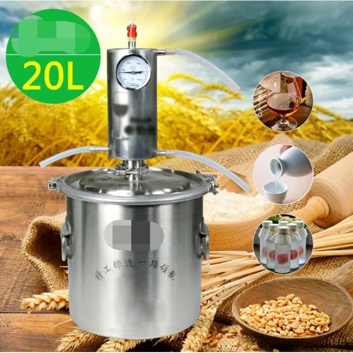 Bricolage Ménage 20 Litres Alambic Distillateur avec Température Vapeur Cuivre Eau Vin