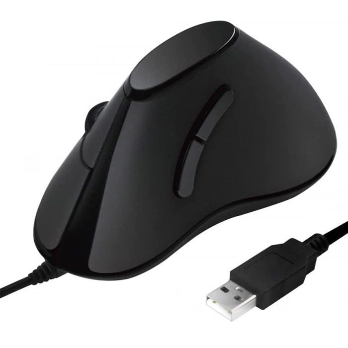 LogiLink Ergonomic Vertical Souris optique 5 boutons filaire USB noir