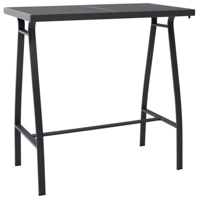 Table de Bar - Table Haute Fine -Table de Cuisine-Table de Salle à Manger de jardin Noir 110x60x110 cm Verre trempé