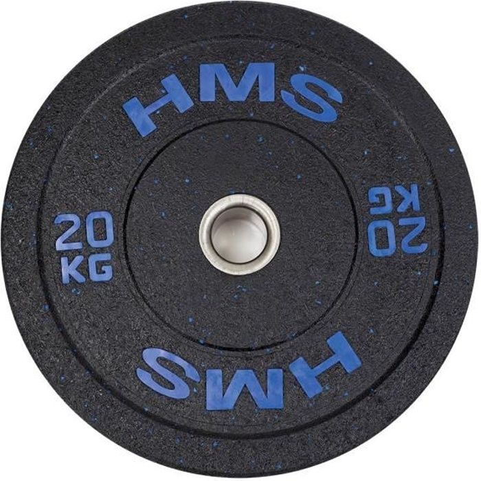 HMSPORT - Disque Bumper Olympique noir en caoutchouc 20 kg - Entrainement de force - Barre olympique - Équipement sportif - Noir