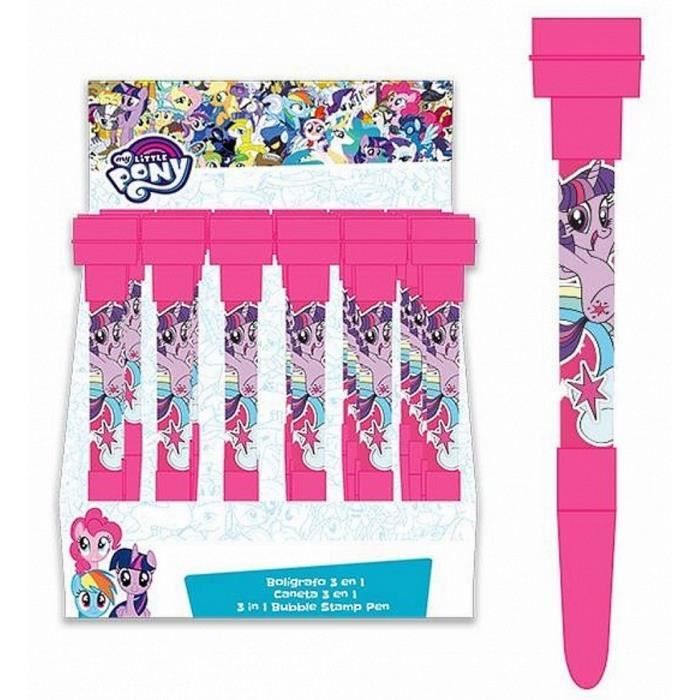 1 STYLO 3 EN 1 PETIT PONEY LITTLE PONY STYLO TAMPON BULLE DE SAVON PAPETERIE