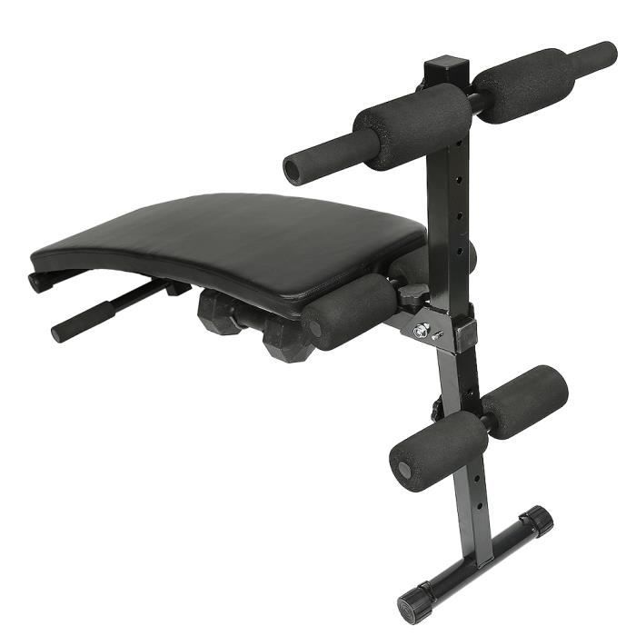 Banc de musculation, banc d'entraînement pliable et porteur pour l'abdomen et le dos, avec 2 haltères + 2 cordes d'entraînement