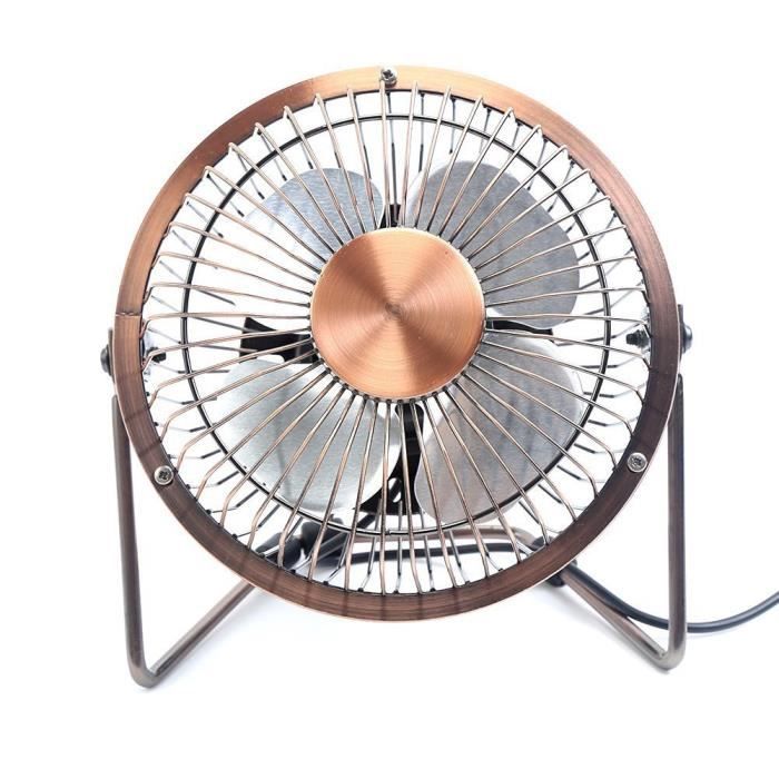Mini Ventilateur USB Portable Bureau PC Maison Silencieux Couleur Cuivre Style Rétro
