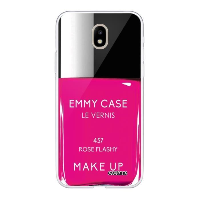 EVETANE Coque compatible avec 360 Galaxy J5 2017 transparente Vernis Rose Ecriture Tendance Design