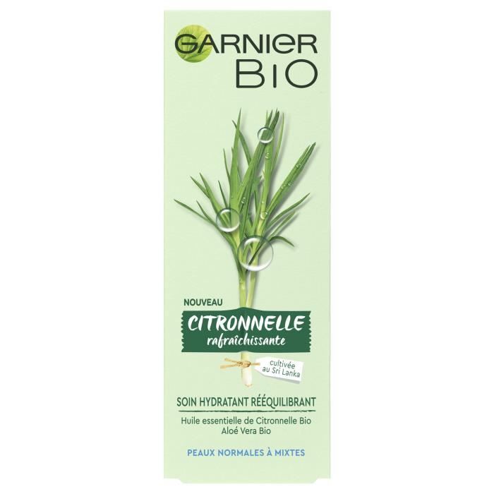 Soin Hydratant GARNIER Bio Skinactive Rééquilibrant Citronnelle - 50 ml