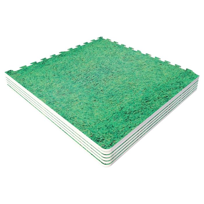 6 dalles carrées de protection + 12 embouts de finition - 1,2 cm d'épaisseur - Couleur Gazon