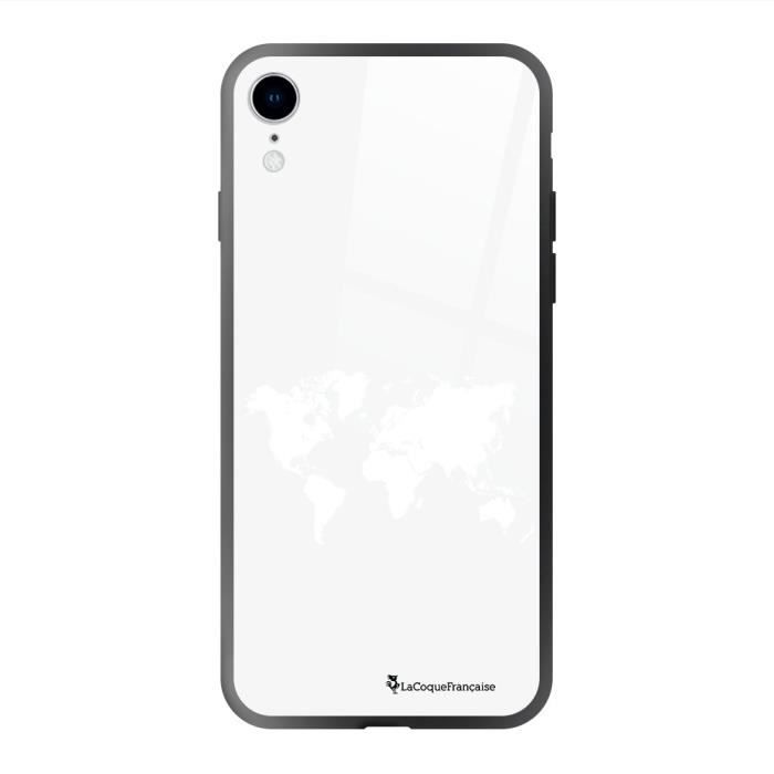 Coque en verre trempé iPhone Xr Carte du Monde Ecriture Tendance et Design La Coque Francaise