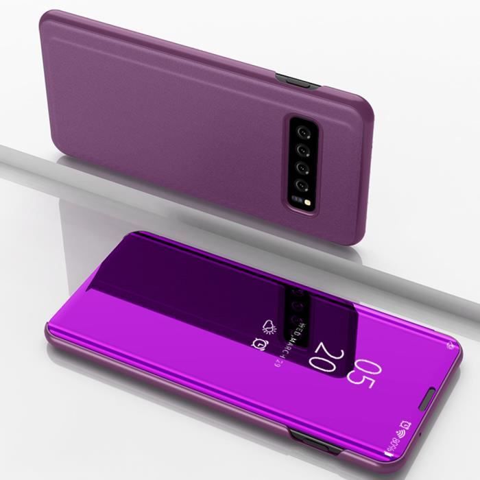 Housse Pour Samsung Galaxy S10+-S10 Plus Coque Etui Housse Clear View Etui à Rabat Fonction Stand-Violet