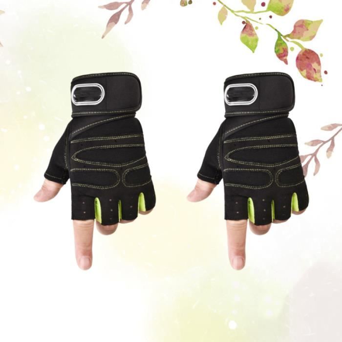 1 paire de gants d'extérieur confortables Gants demi-doigt Sports Fitness Haltérophilie pour hommes (vert GANTS - SOUS-GANTS