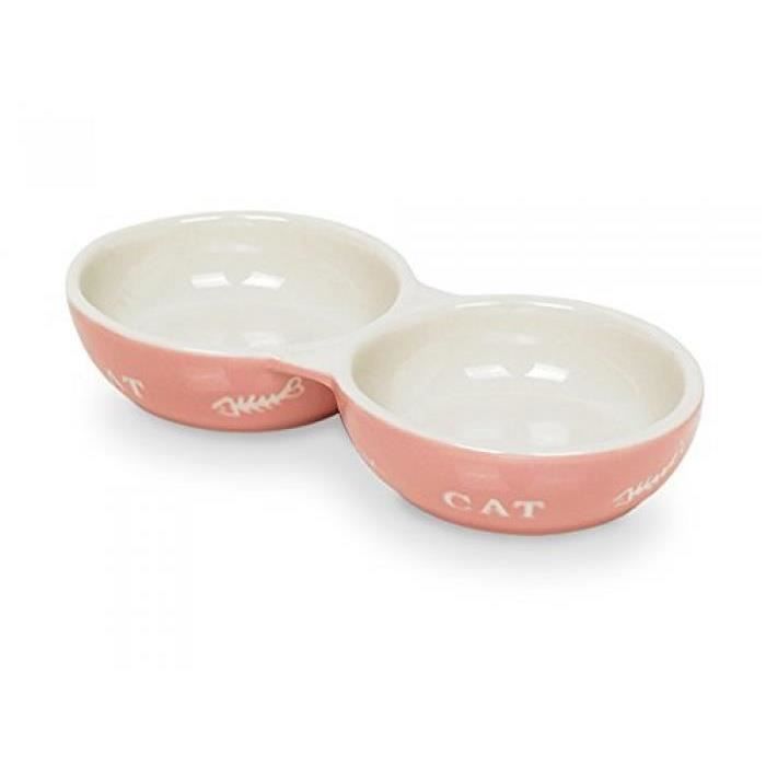 NOBBY 73367 DOUBLE GAMELLE EN CÉRAMIQUE POUR CHAT INSCRIPTION CAT