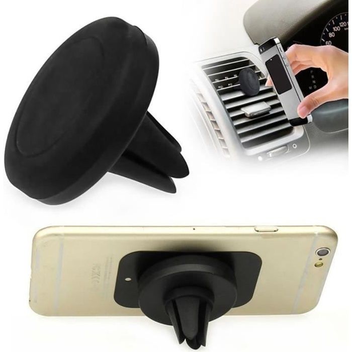 Support Téléphone voiture aimanté magnétique pour grille d'aération Compatible avec tous les smartphones tablettes GPS - Garantie 1