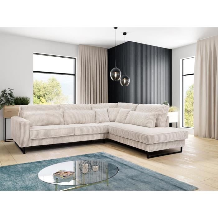 Canapé d'angle Beige Velours Design