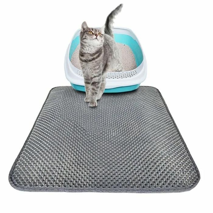 Meilleurs prix pour Tapis pour chat 2 couches, tapis de toilette pour chat, imperméable, gris, 45 x 60 cm, tapis de toilette pour chat